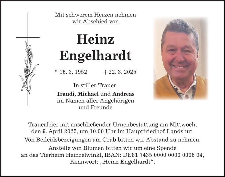 Traueranzeige Heinz Engelhardt