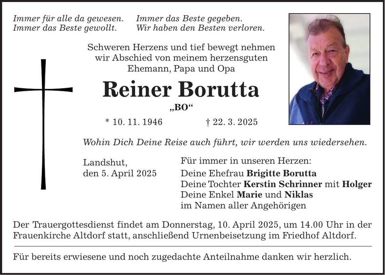 Traueranzeige Reiner Borutta