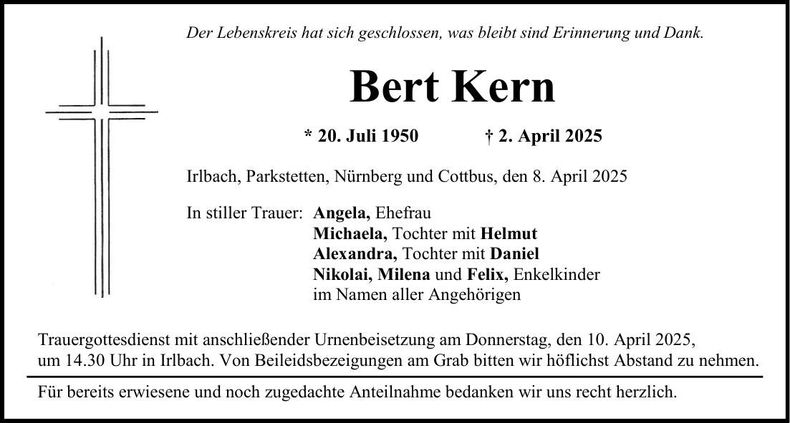 Traueranzeige Bert Kern