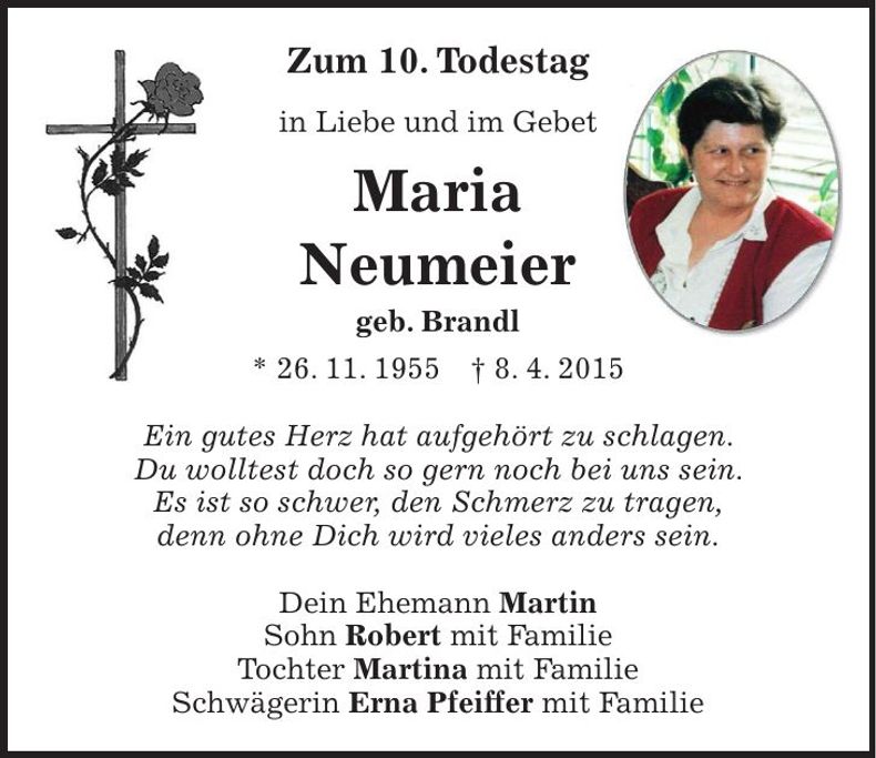 Traueranzeige Maria Neumeier