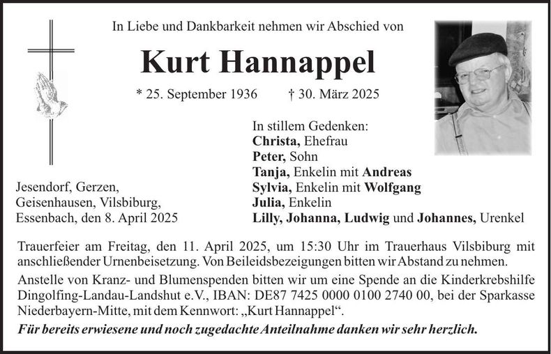Traueranzeige Kurt Hannappel