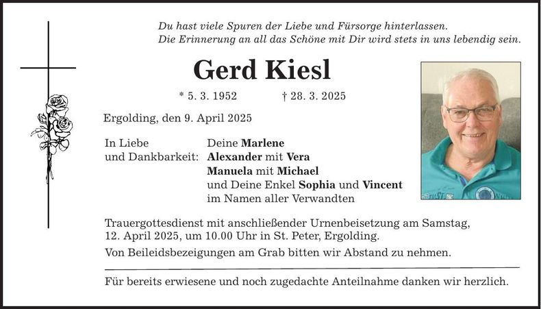 Traueranzeige Gerd Kiesl