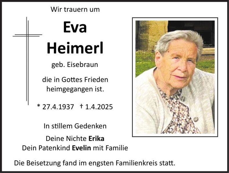 Traueranzeige Eva Heimerl