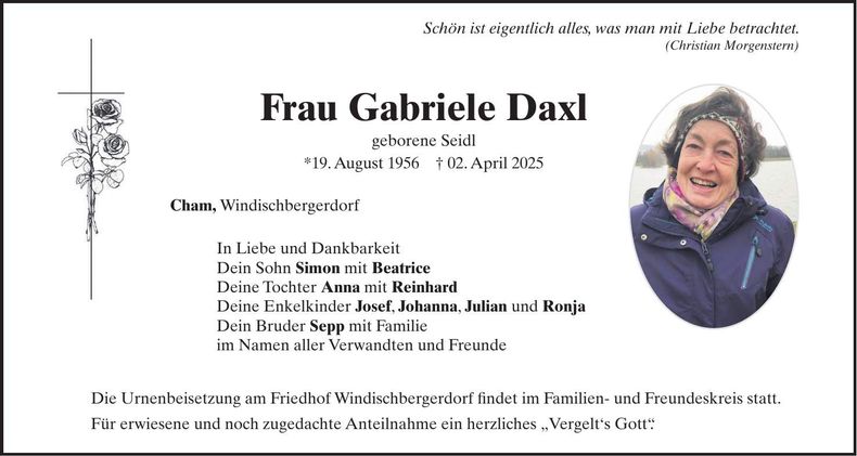 Traueranzeige Gabriele Daxl