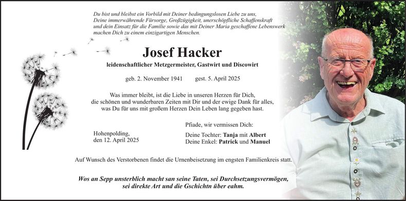 Traueranzeige Josef Hacker