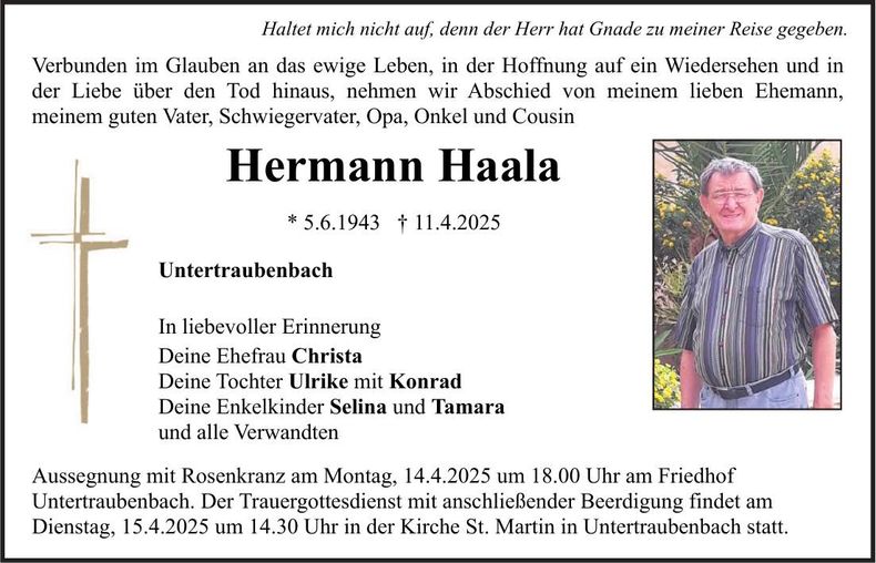 Traueranzeige Hermann Haala