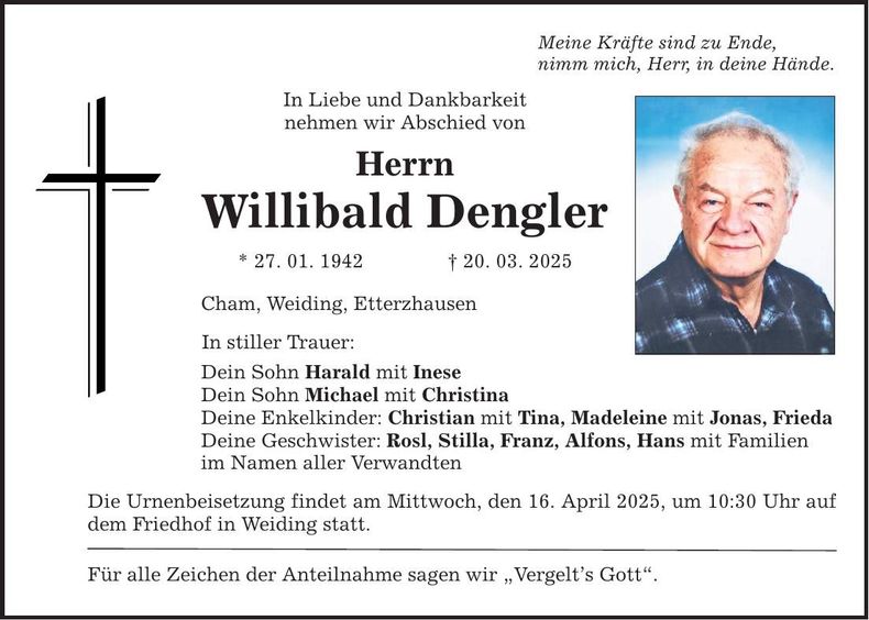 Traueranzeige Willibald Dengler