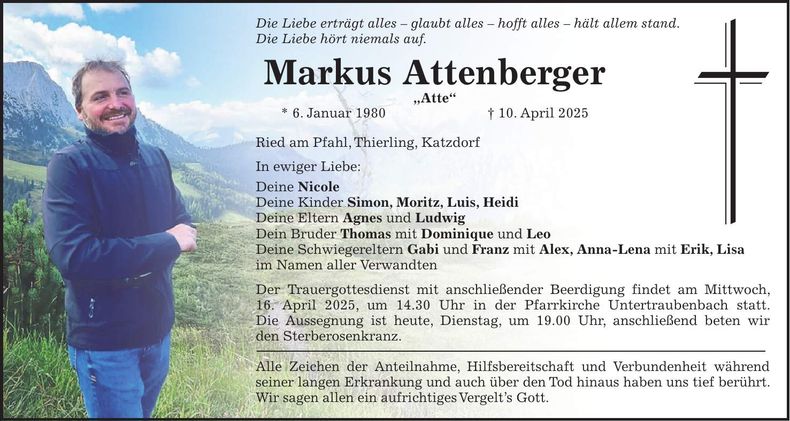 Traueranzeige Markus Attenberger