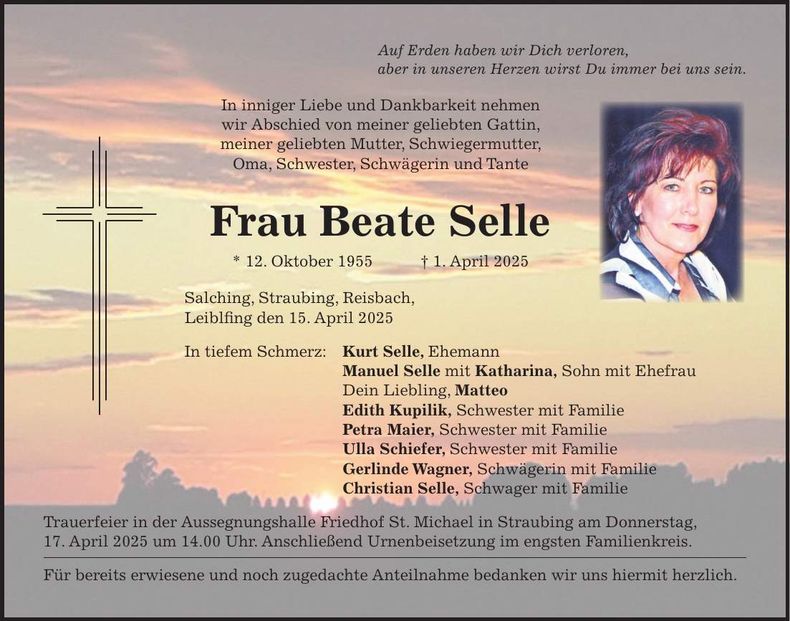 Traueranzeige Beate Selle