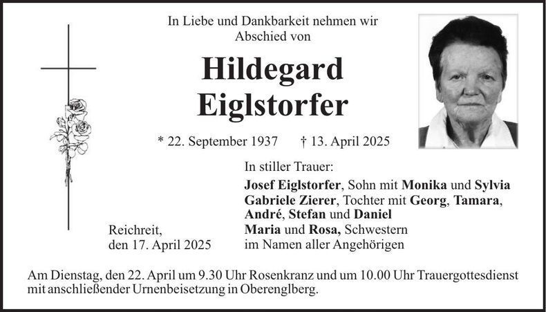 Traueranzeige Hildegard Eiglstorfer