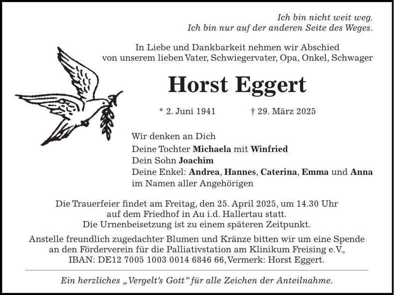 Traueranzeige Horst Eggert