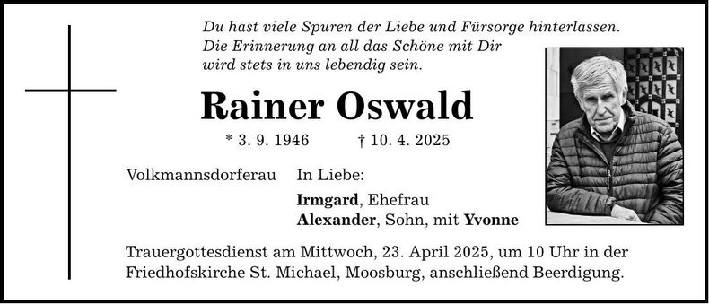 Traueranzeige Rainer Oswald