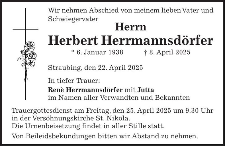 Traueranzeige Herbert Herrmannsdörfer