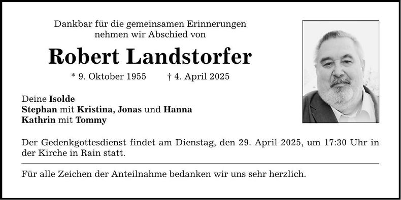 Traueranzeige Robert Landstorfer