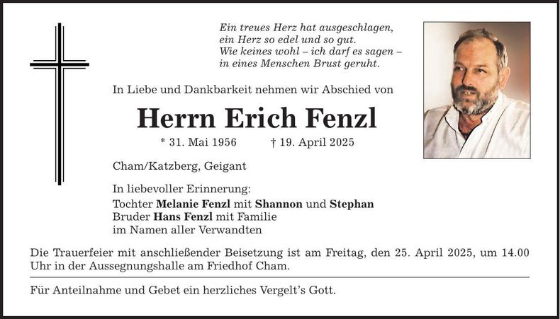 Traueranzeige Erich Fenzl