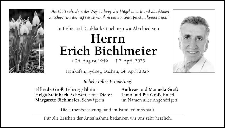 Traueranzeige Erich Bichlmeier