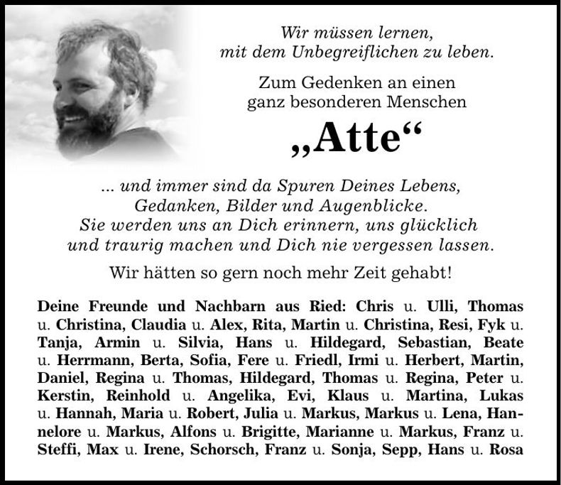 Traueranzeige Markus Attenberger