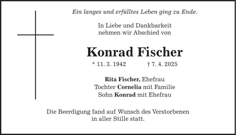 Traueranzeige Konrad Fischer