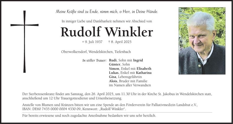 Traueranzeige Rudolf Winkler