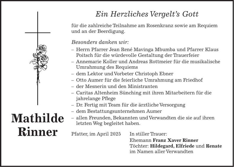 Traueranzeige Elfriede Beer