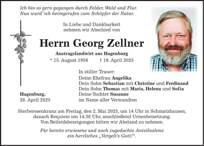 Traueranzeige Georg Zellner