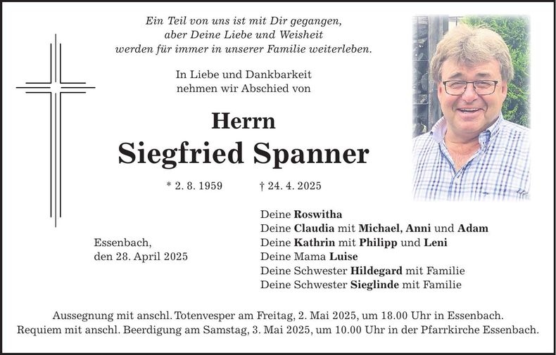 Traueranzeige Siegfried Spanner