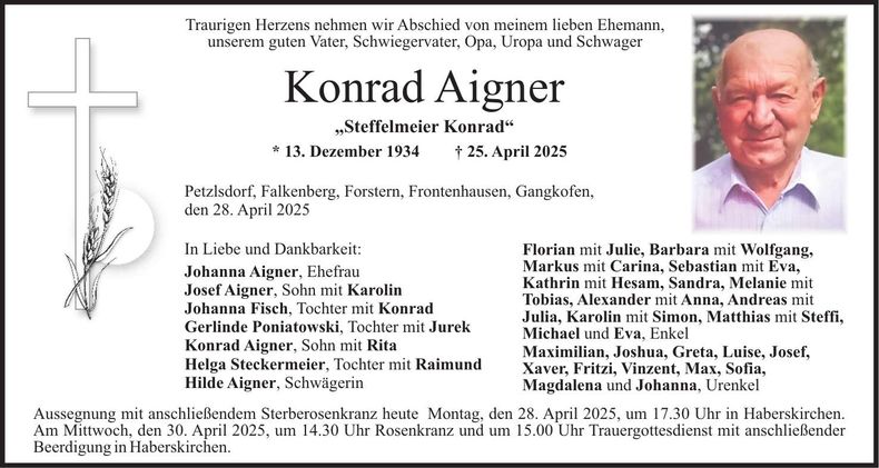 Traueranzeige Konrad Aigner
