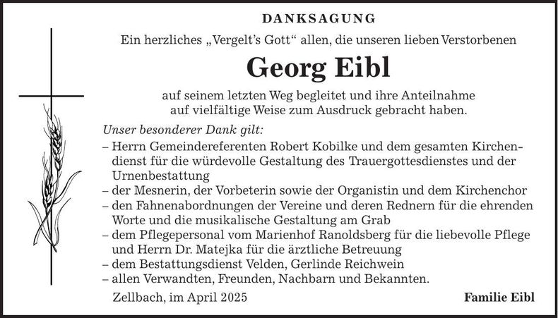 Traueranzeige Georg Eibl