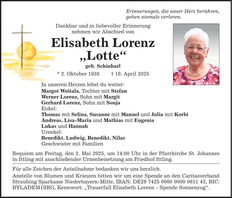 Traueranzeige Elisabeth Lorenz