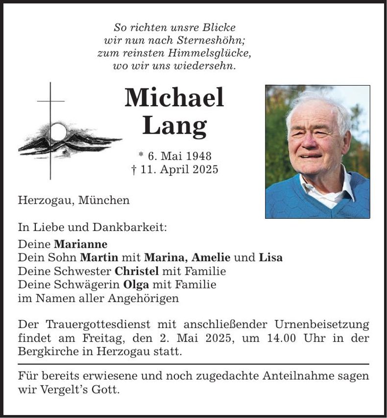Traueranzeige Michael Lang