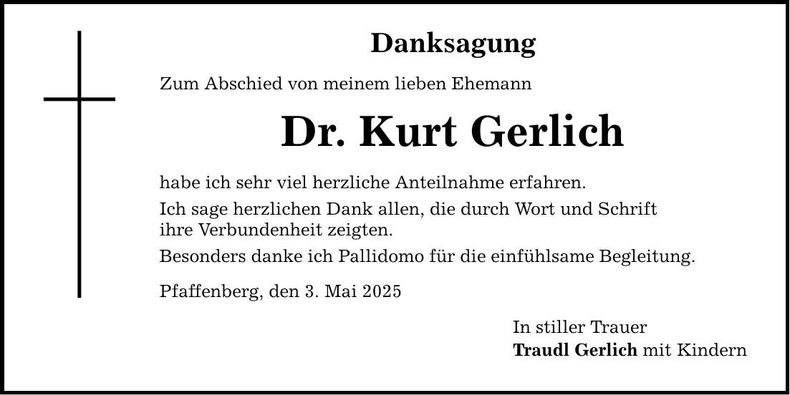 Traueranzeige Kurt Dr. Gerlich