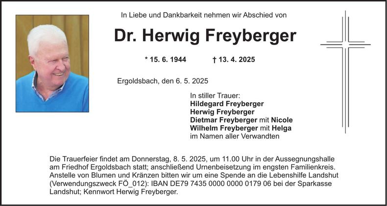 Traueranzeige Herwig Dr.Freyberger