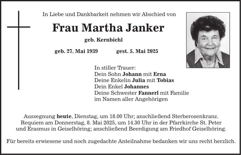 Traueranzeige Janker Janker