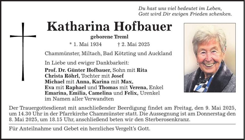 Traueranzeige Katharina Hobauer
