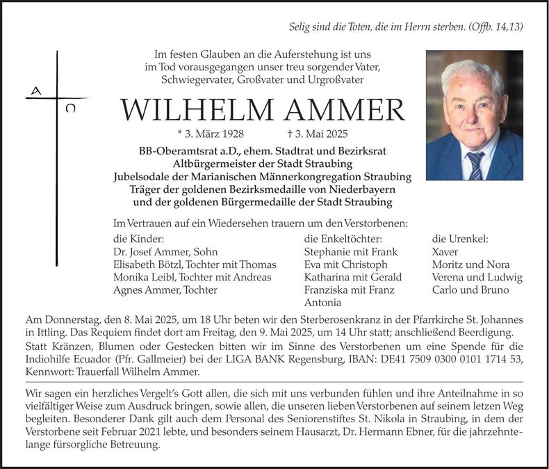 Traueranzeige Wilhelm Ammer