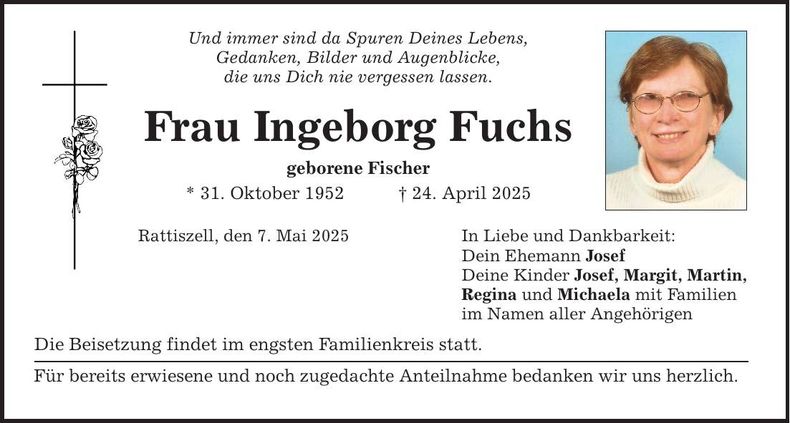 Traueranzeige Ingeborg Fuchs