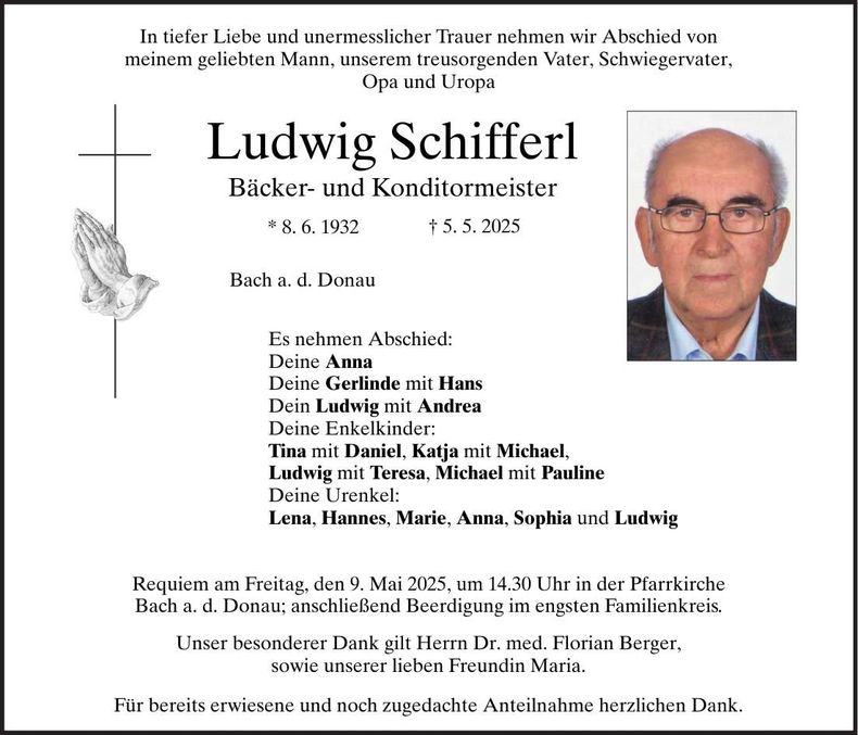 Traueranzeige Ludwig Schifferl