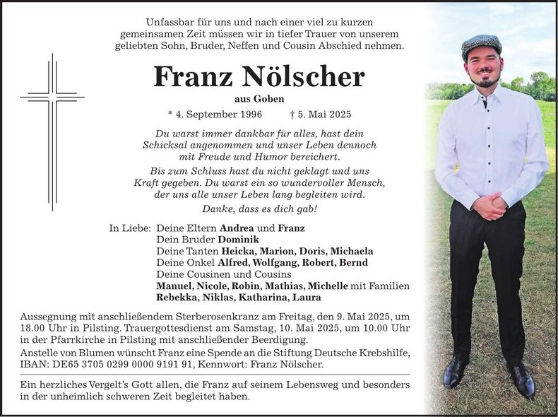 Traueranzeige Franz Nölscher
