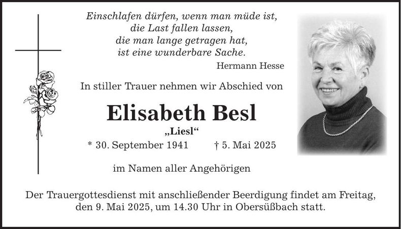 Traueranzeige Elisabeth Besl