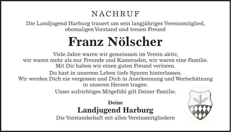 Traueranzeige Franz Nölscher