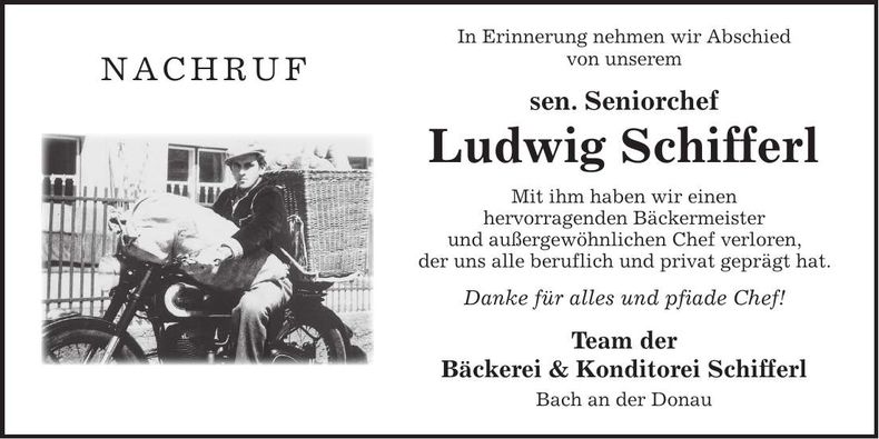 Traueranzeige Ludwig Schifferl
