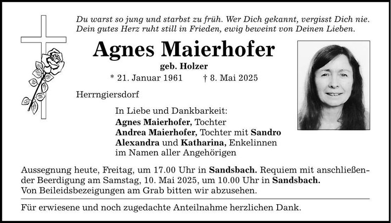 Traueranzeige Agnes Maierhofer