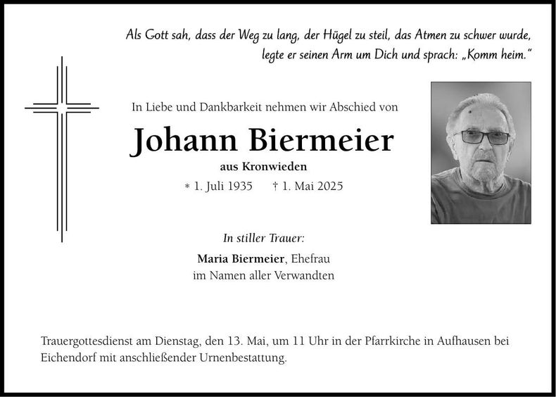 Traueranzeige Johann Biermeier