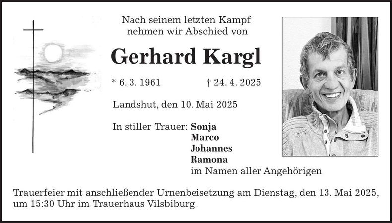 Traueranzeige Gerhard Kargl