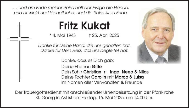 Traueranzeige Fritz Kukat