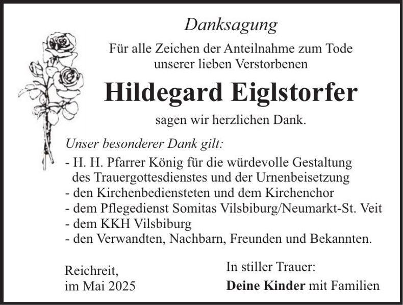 Traueranzeige Hildegard Eiglstorfer