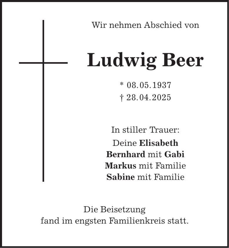 Traueranzeige Ludwig Beer