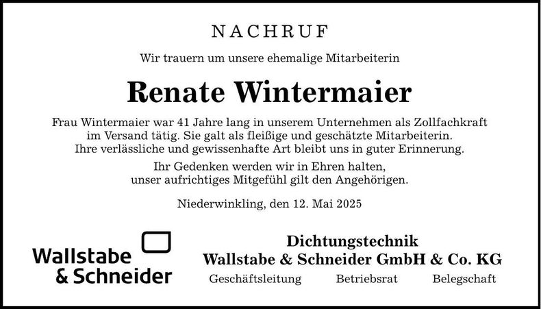 Traueranzeige Willibald Stettmer