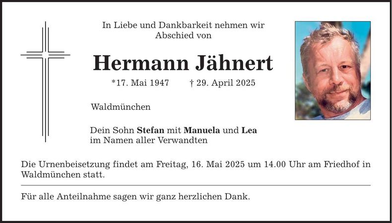 Traueranzeige Hermann Jähnert