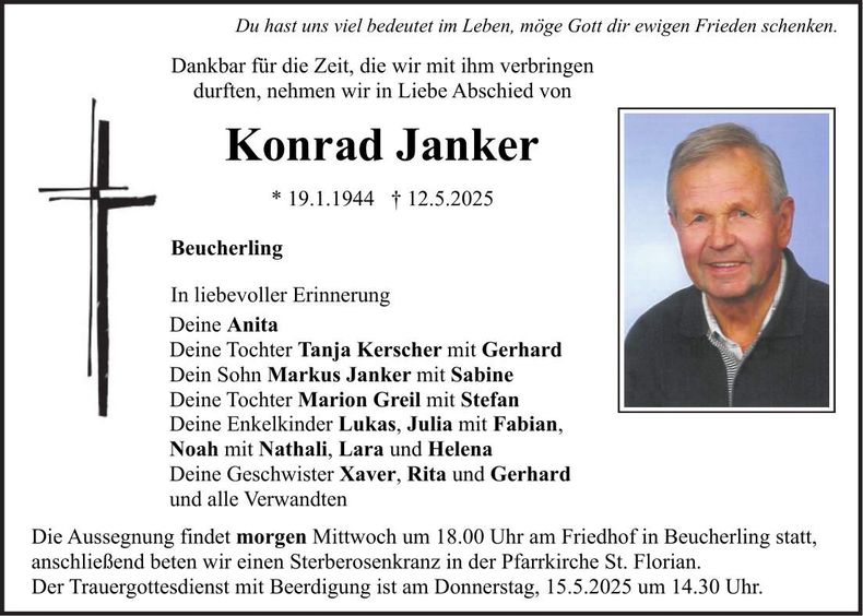 Traueranzeige Konrad Janker